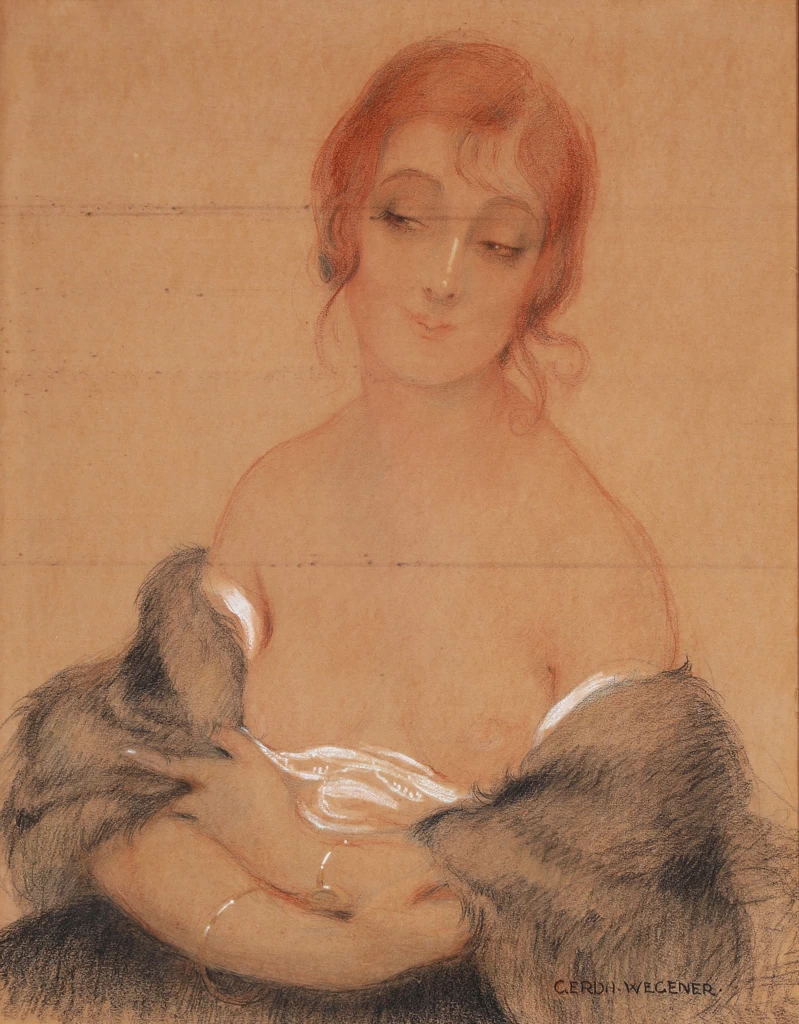 Modello femminile seduto con pelliccia - 1917